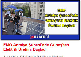 EMO Antalya Şubesi'nde güneşten elektrik üretimi başladı